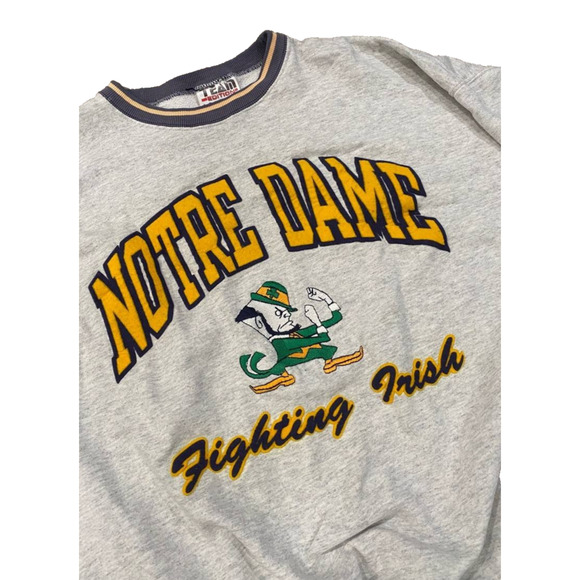 90s Notre Dame Irish Crewneck Sweatshirt Men’s XL Vintage Gray Cotton USA, Used - Picture 4 of 7